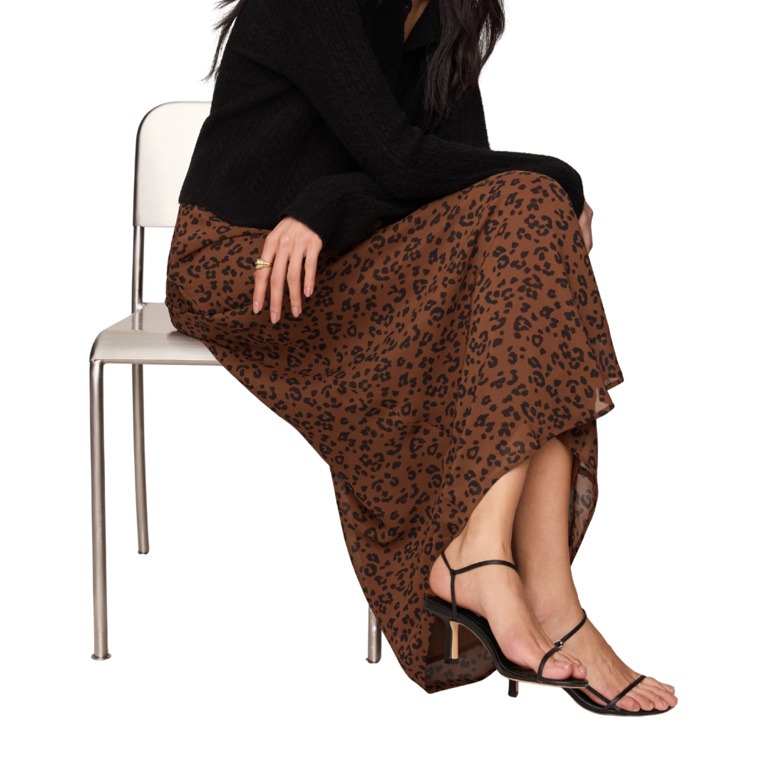 Europa Leopard Maxi Skirt in Burnt Umber
