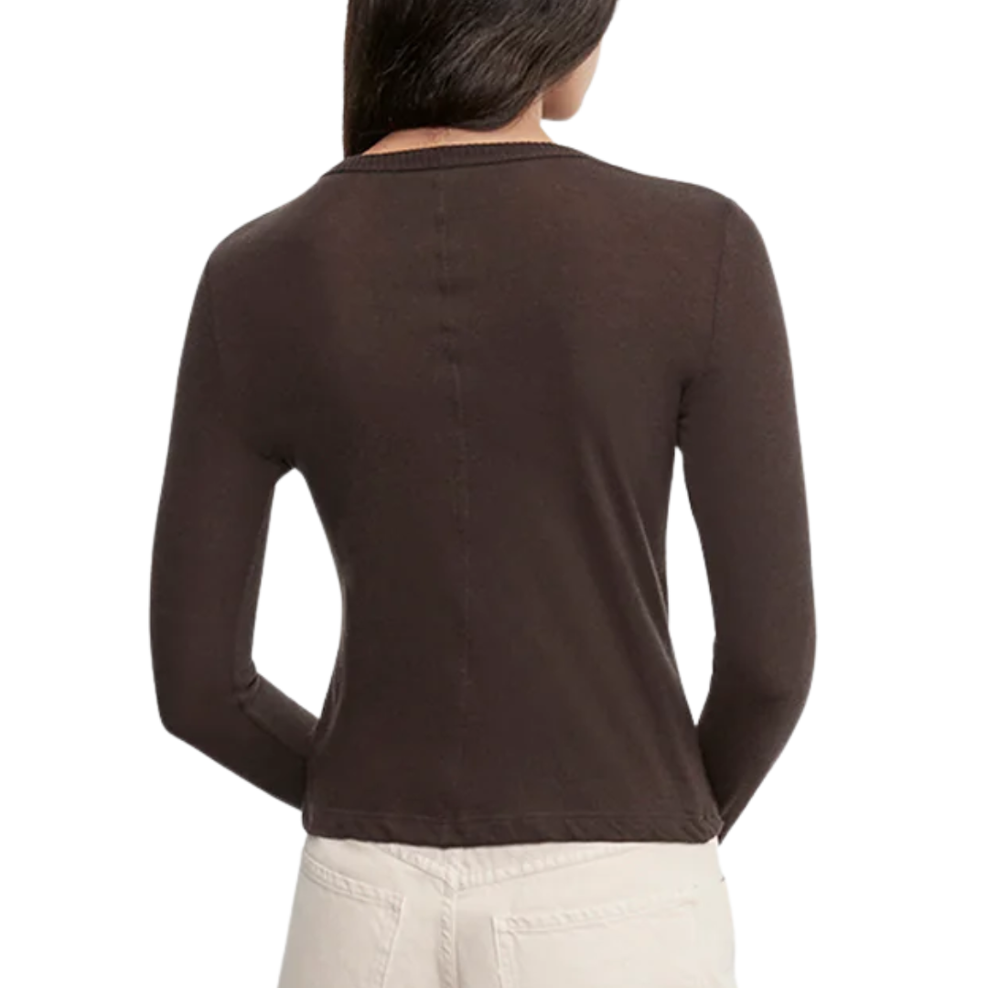 Cashmere New Classic L/S Crew in Dark Brown