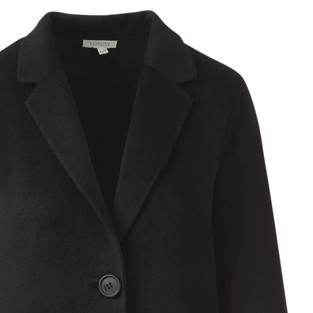 Long Notch Collar Coat in Black