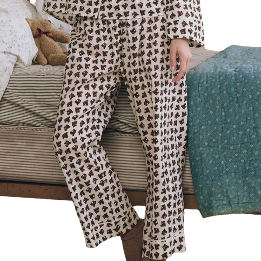The Easy Sleep Pant in Cream Horse Medallion Print
