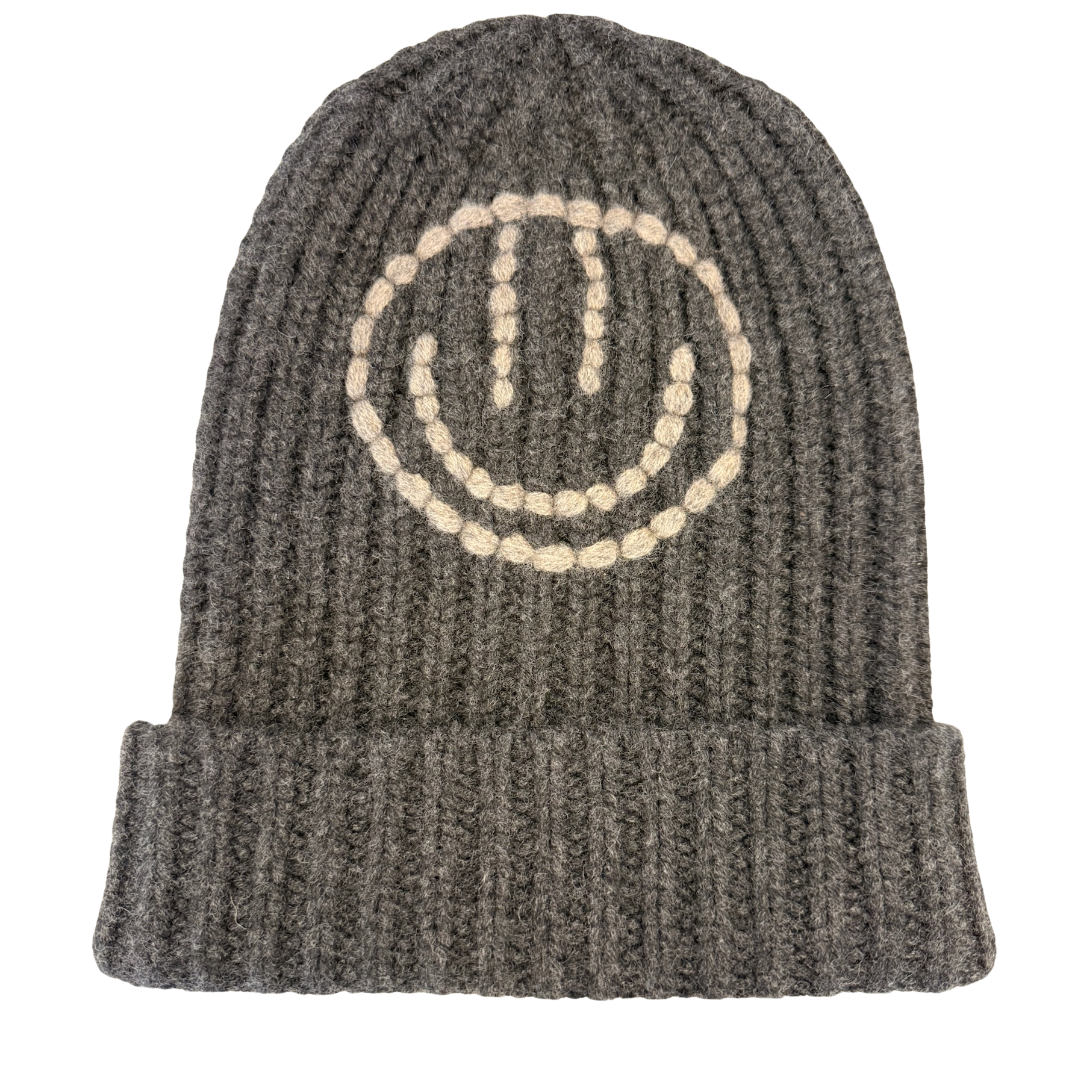 Sailor Happy Face Beanie in Charcoal/Otter