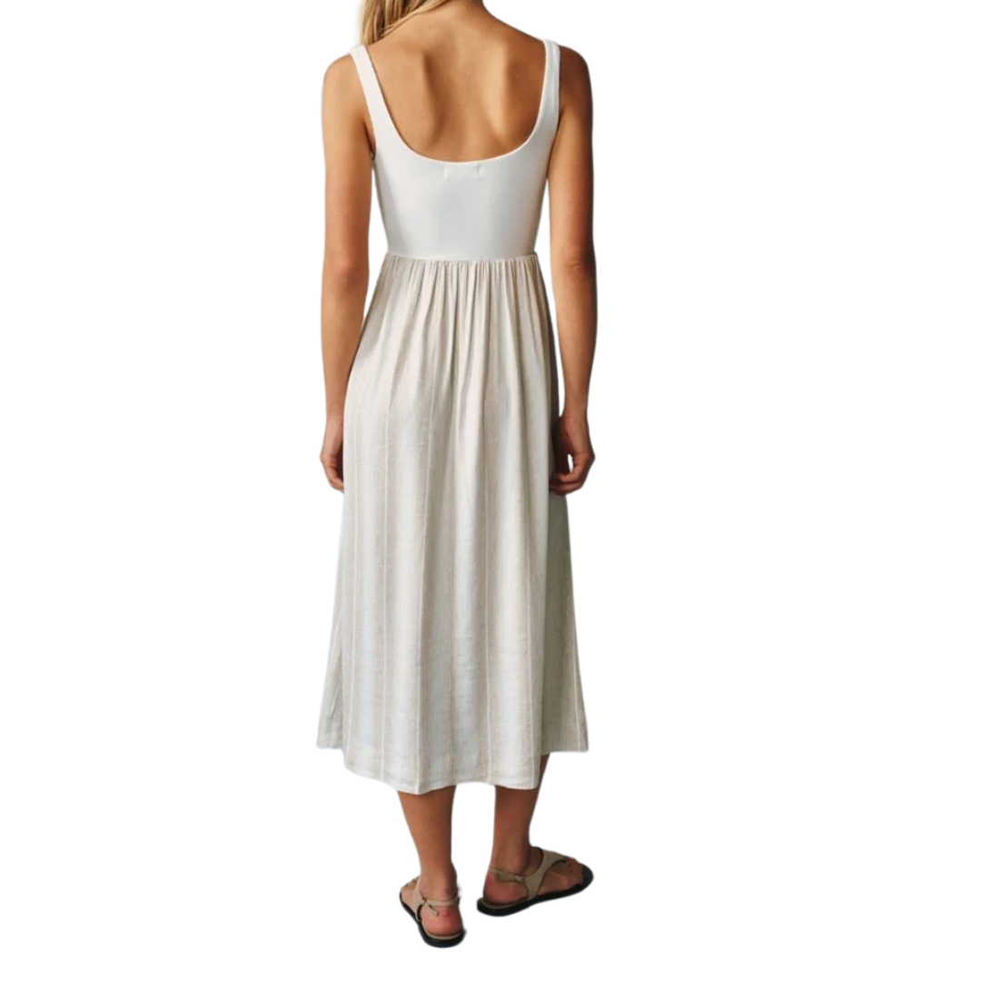 Sleeveless Knit Combo Dress in Positano Sand Stripe