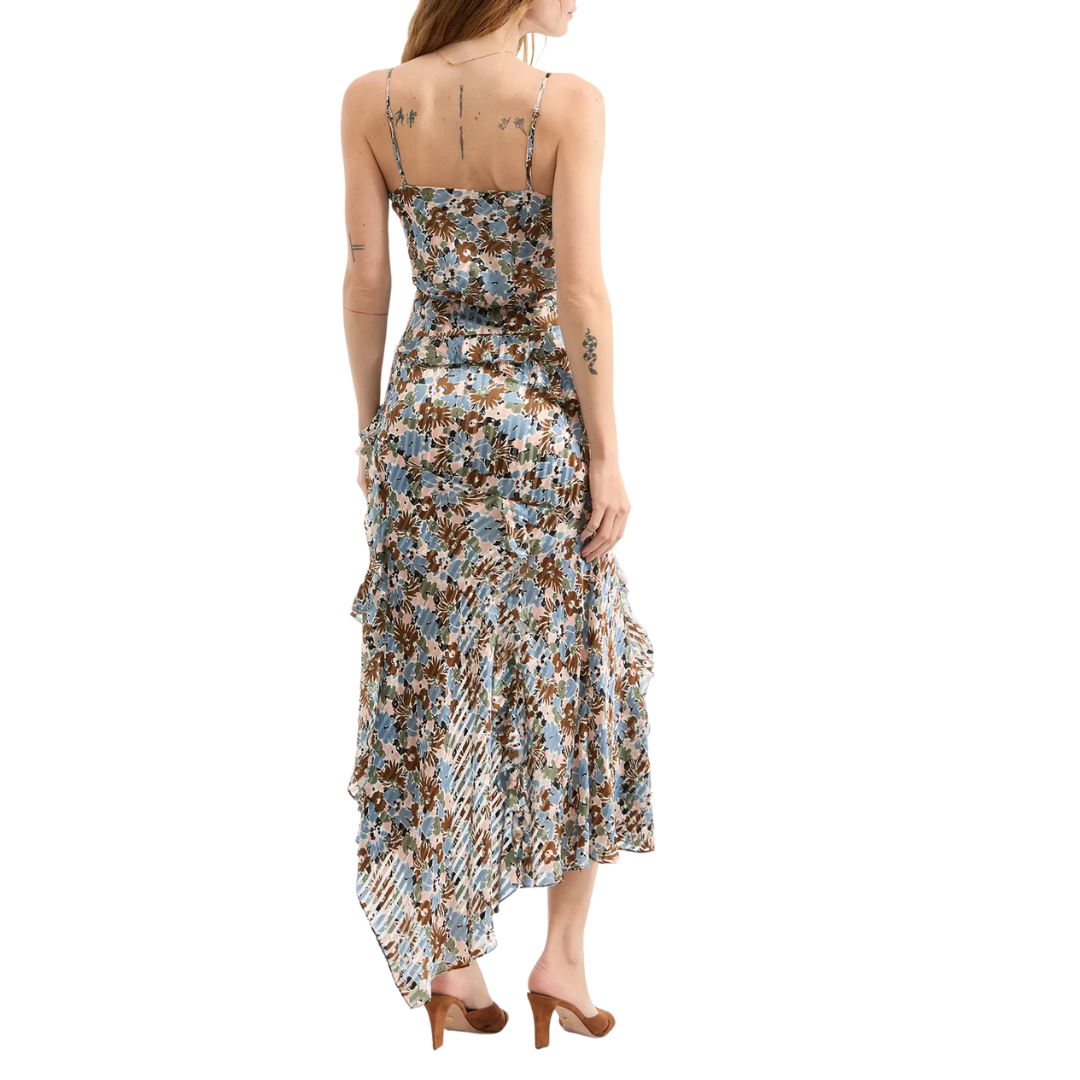 Avenel Silk Midi Dress in Lake Mist Multi