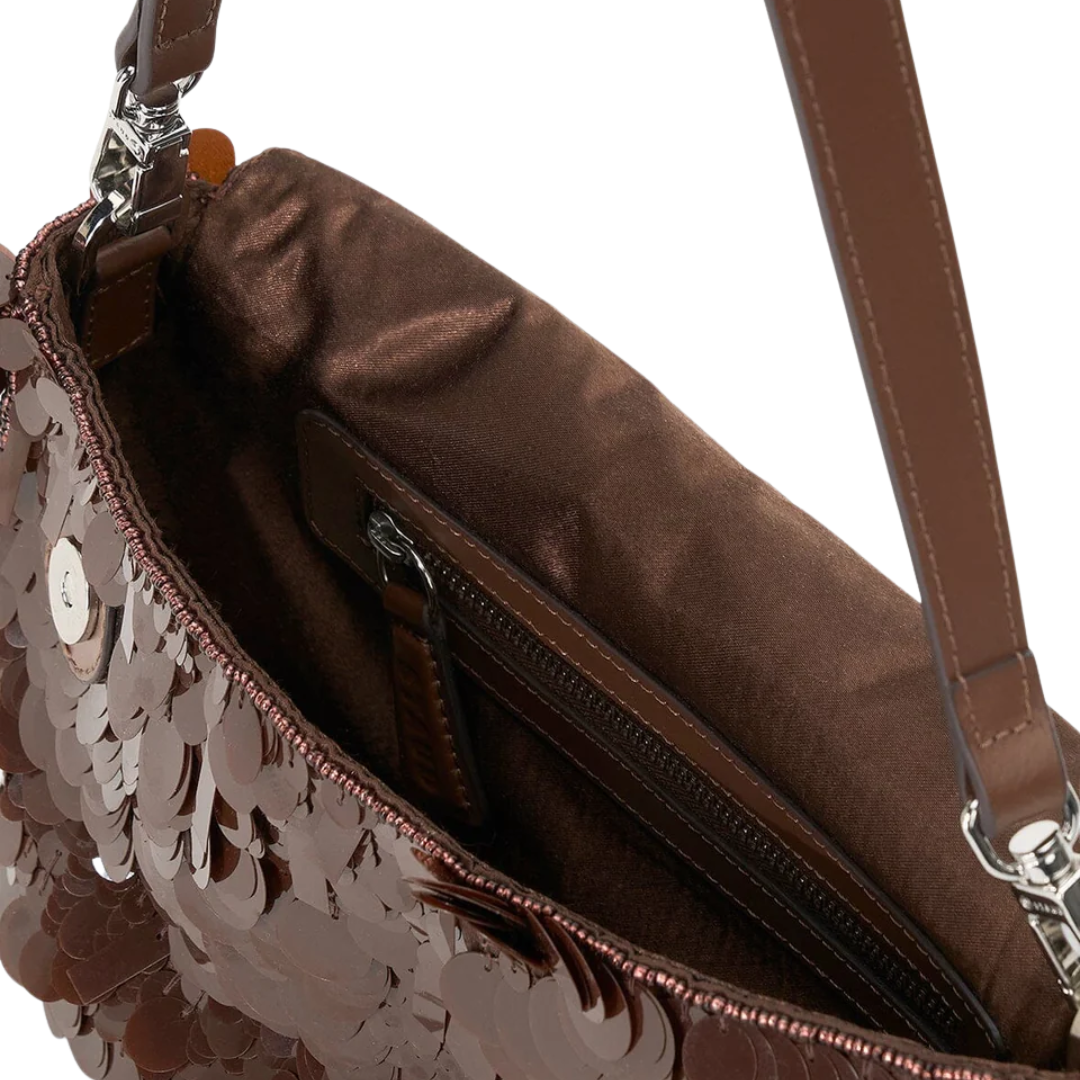 Timmy Convertible Shoulder Bag in Cacao Sequins
