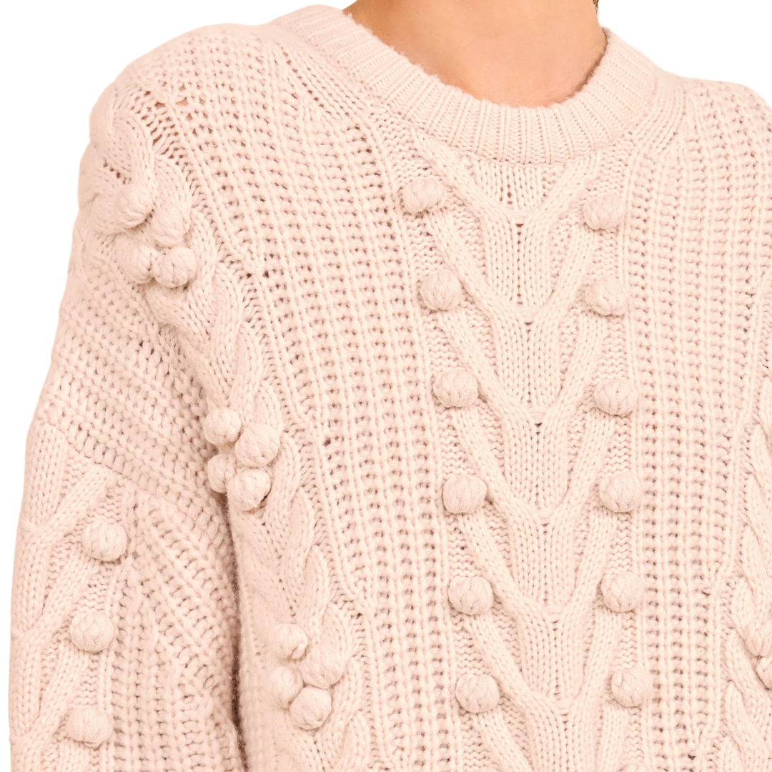 Indra Cable Knit Pullover in Alabaster