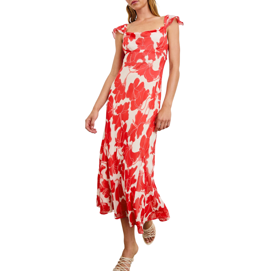 Marigold Dress in Scarlet Hibiscus