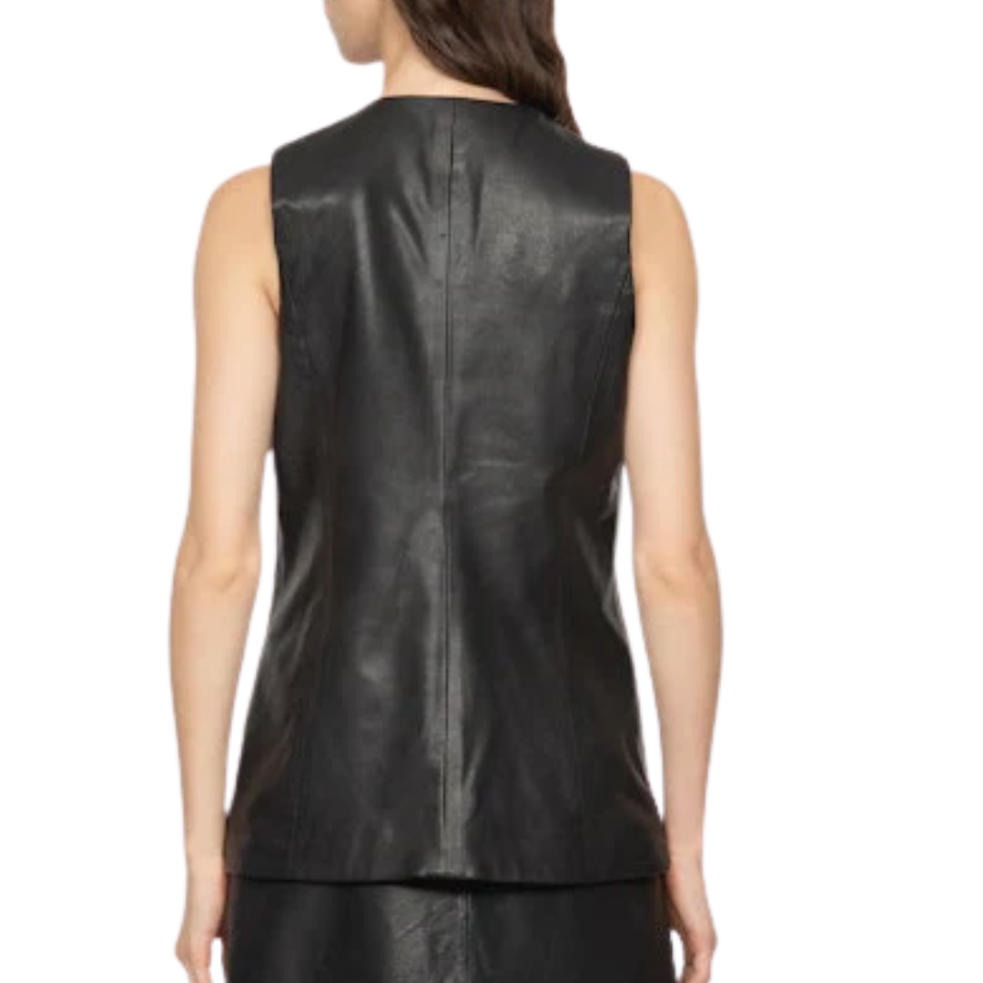 Lucie Leather Vest in Black
