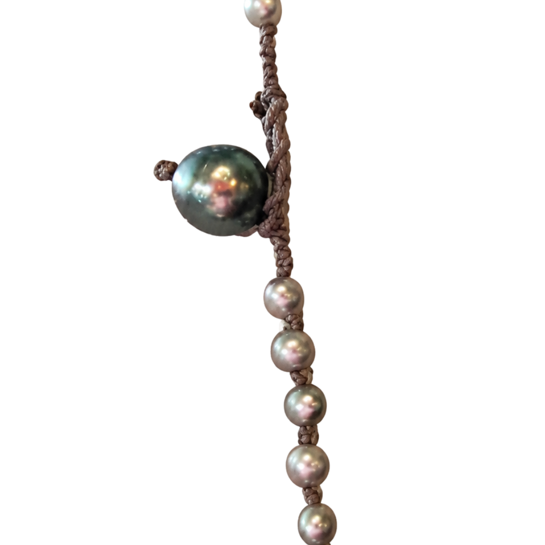 Ruby Eye Foxy Grey Freshwater Pearl 34" Necklace