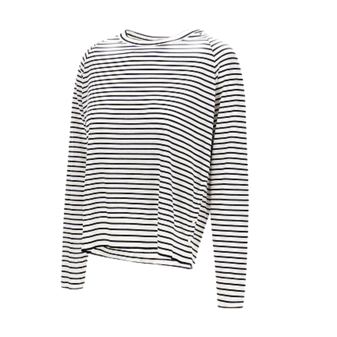 Long-Sleeved T-Shirt In Glam Knit Effect in Blue Striped