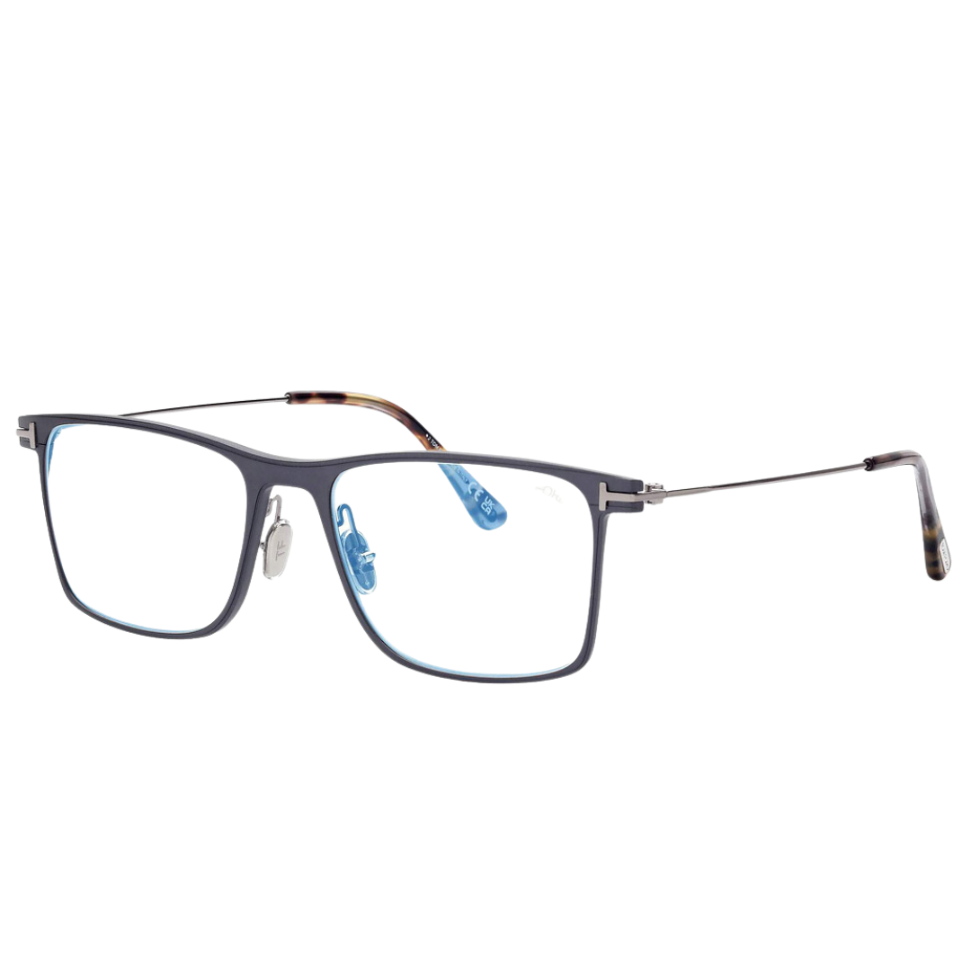 Blue Block Square Opticals in Matte Dark Ruthenium