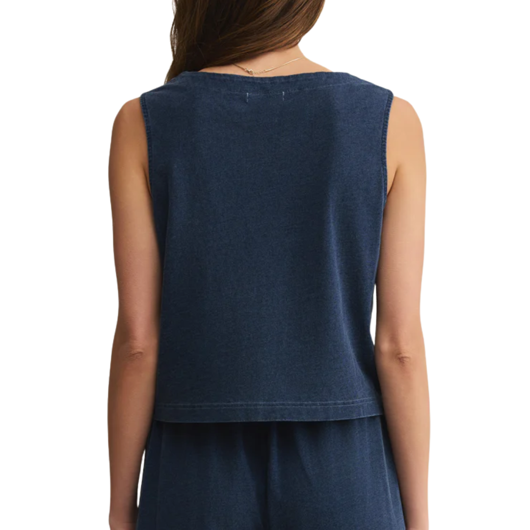 Solace Jersey Denim Top in Indigo