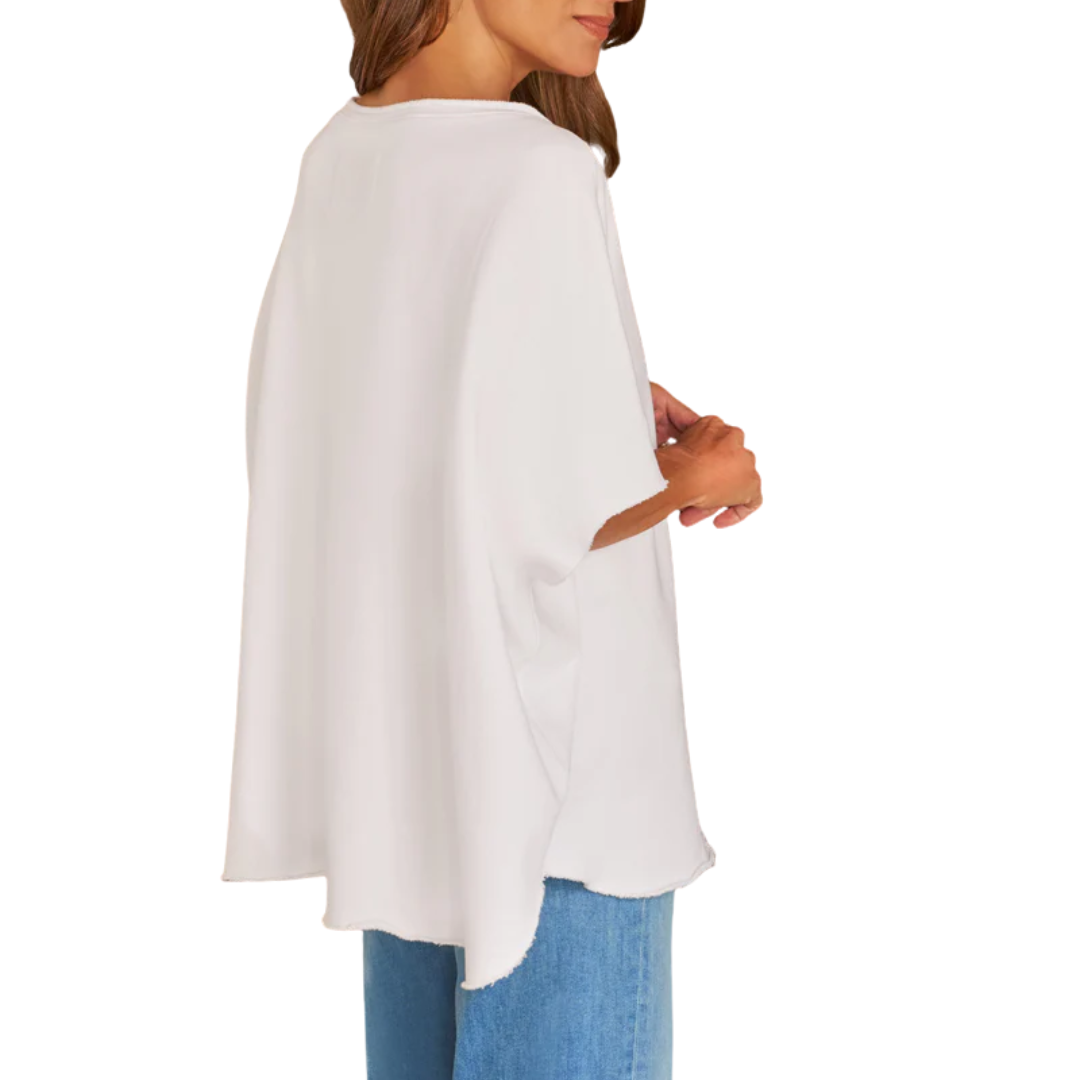 Olive Capelet in White Triple Fleece