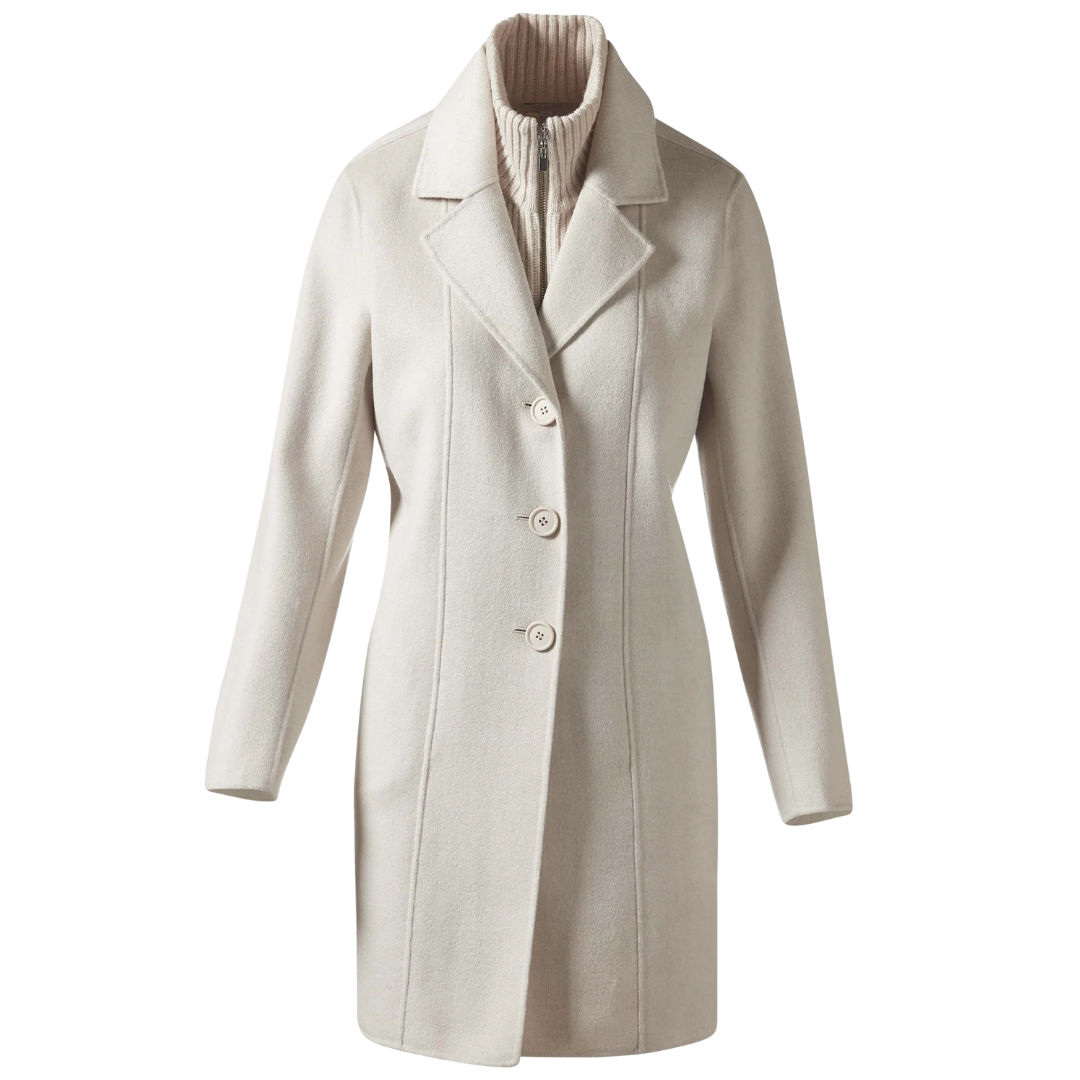 Knit Insert Notch Collar Coat in Birch