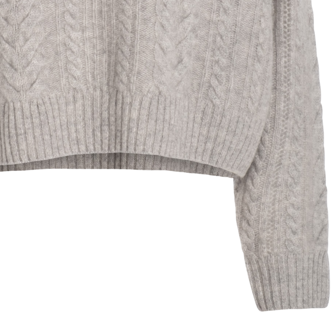 Cashmere Cable Polo in Cement