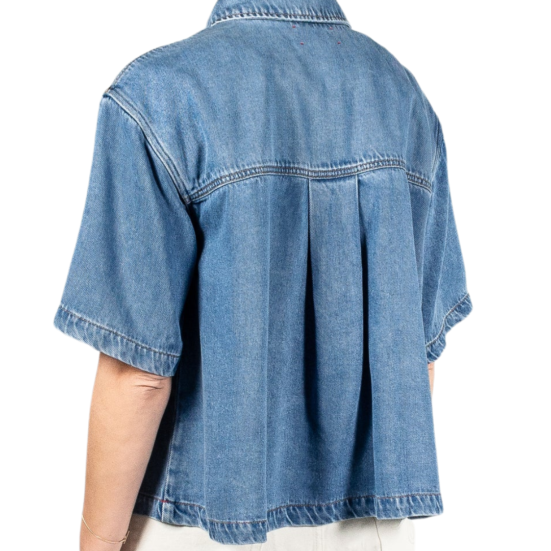 Ike Denim Shirt in Malibu Blue