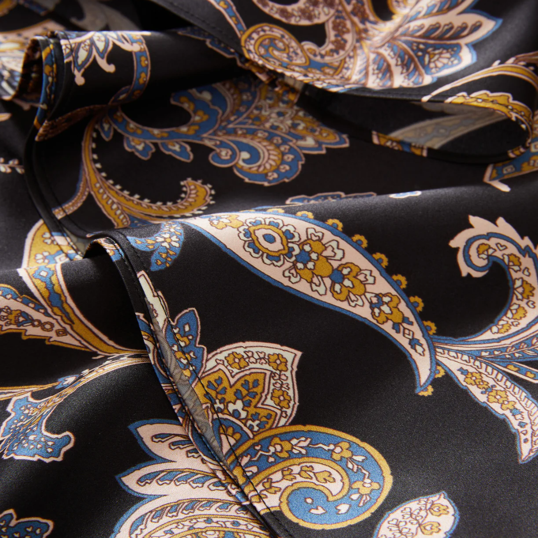 Clover Paisley Midi Skirt in Black Multi