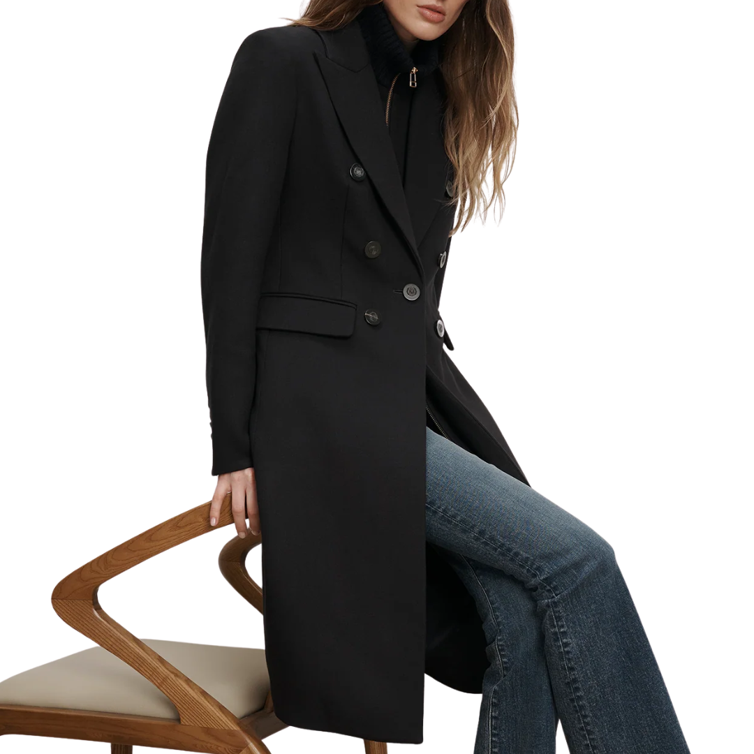 Stryder Double-Breasted Dickey Coat in Navy