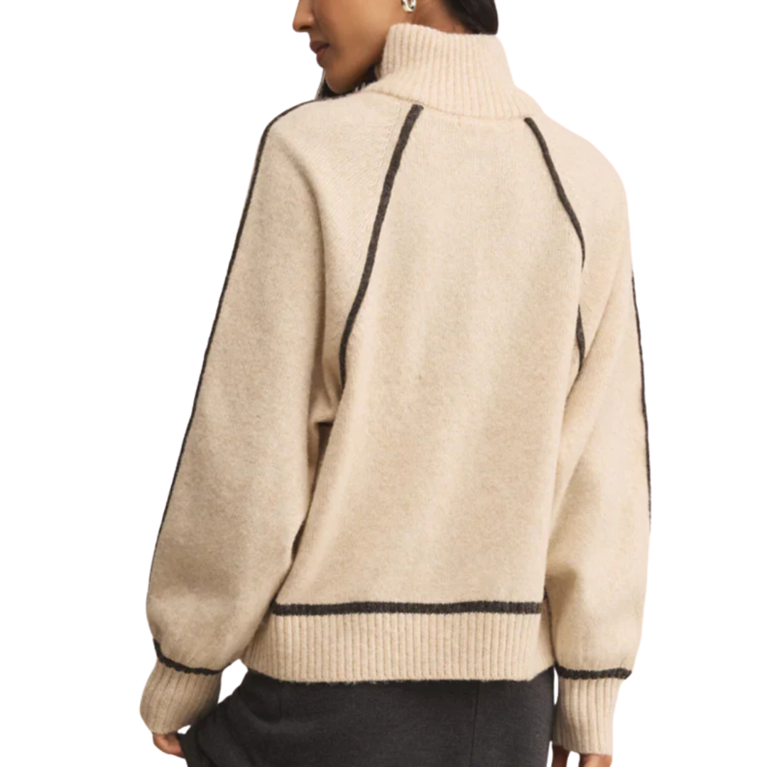 Alps Half Zip Sweater in Light Oatmeal
