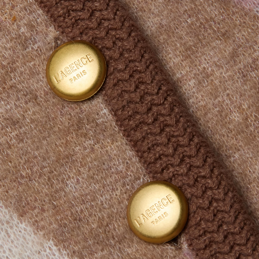 Siobhan Cardigan in Natural/Mauve Multi Argyle