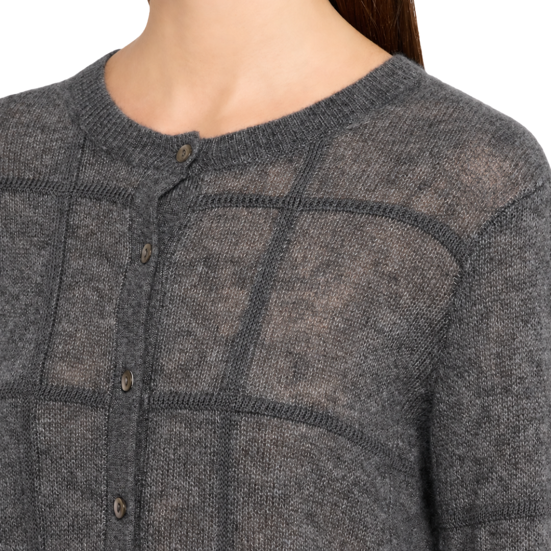 Shadow Window Pane Check Cardigan in Thunder Combo