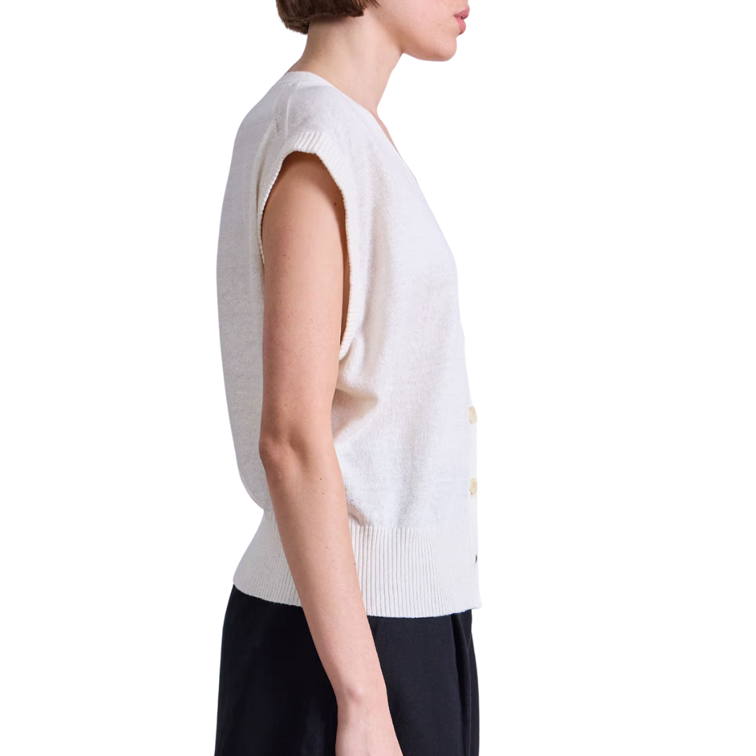 Fine Weight Crop Vest in Cream