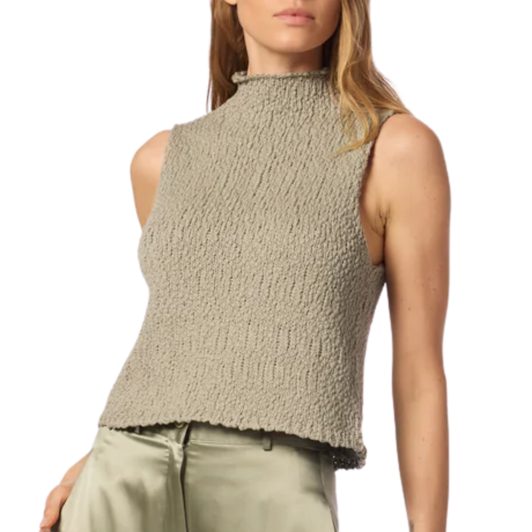 Atticus Roll Neck Cropped Tank in Eucalyptus