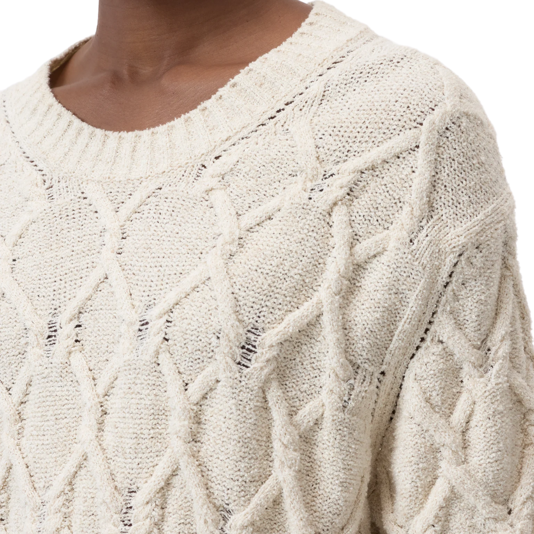 Short-Sleeved Knitted Jumper in Dune Beige