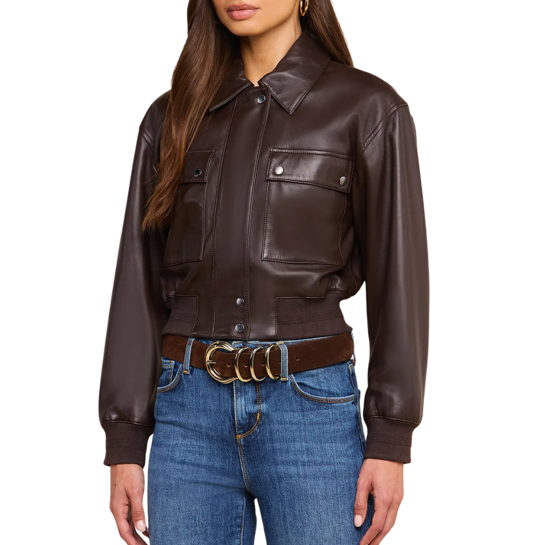 Clotilde Leather Jacket in Brunette