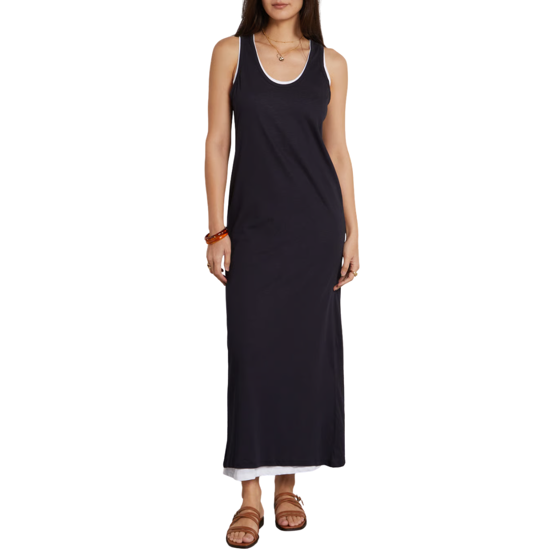 Supima Cotton Double Layer Tank Maxi Dress in Marine