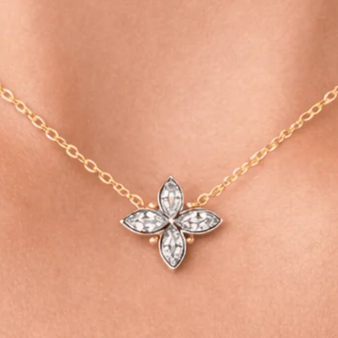 Bloom Petal Pendant Necklace in Silver & Gold