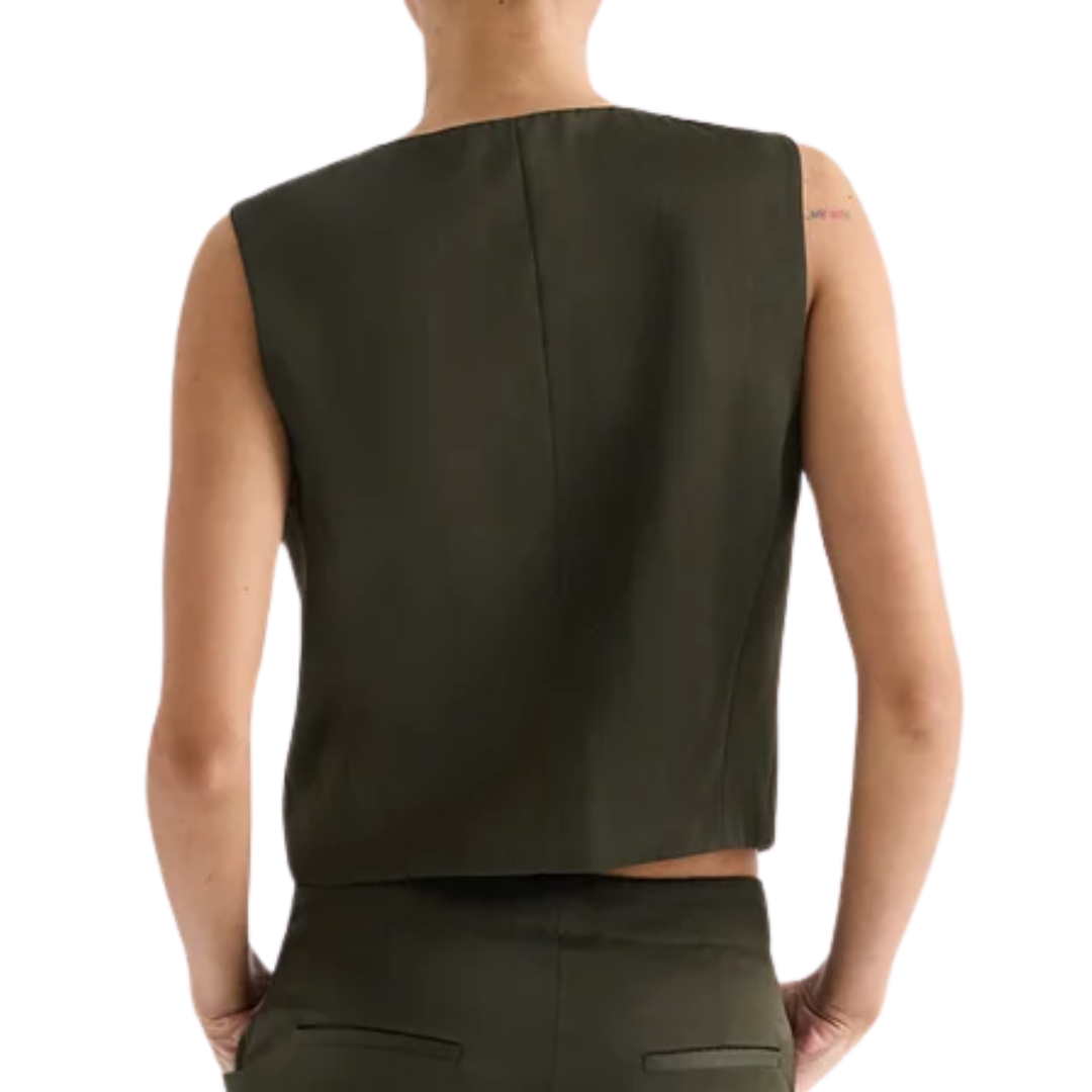 High Neck Hidden Placket Vest in Rosin
