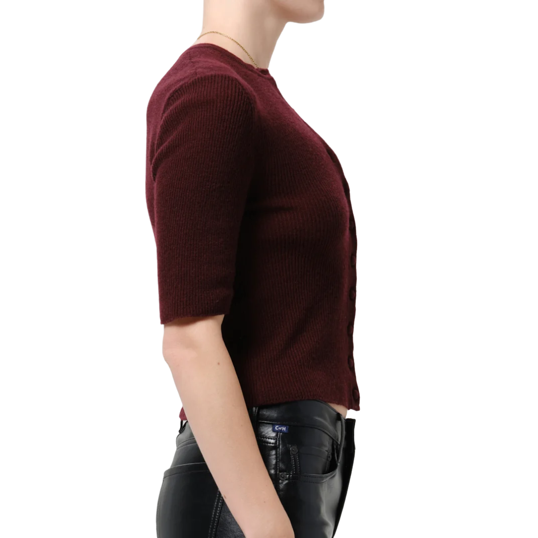 Tabitha Cardigan Sweater in Burgundy