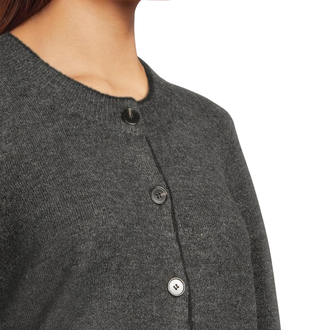 Parson Crew Cardi in Charcoal