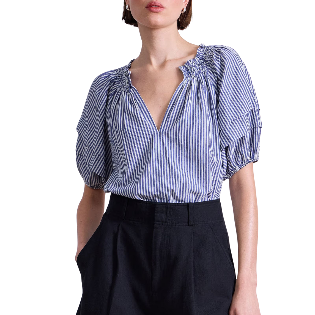 Caminitas Puff Sleeve Top in Skinny Stripe