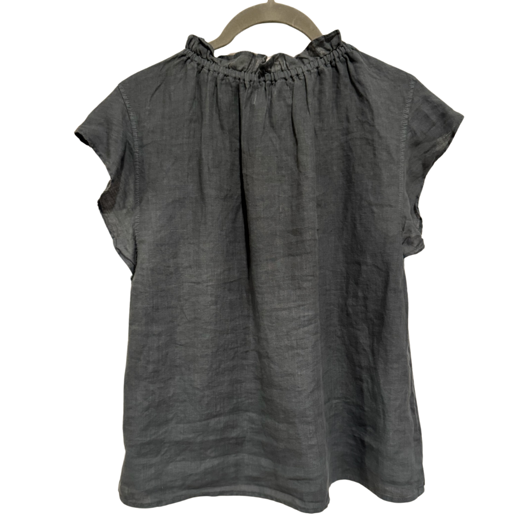 Semira Woven Linen Top in Graphite