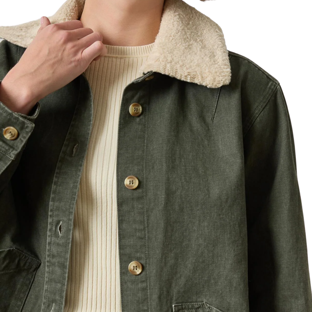 Washed Twill Pleat Back Jacket in Juniper