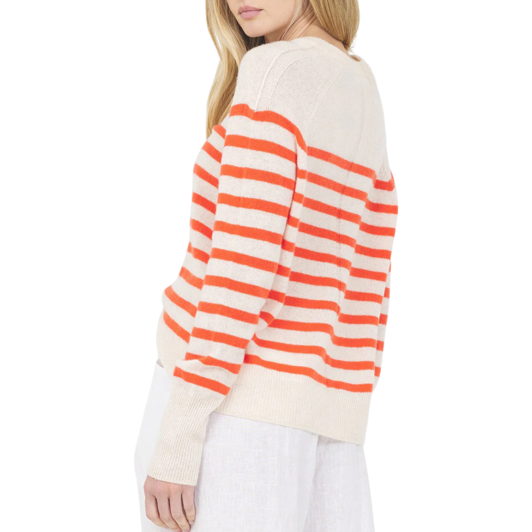 Sloane Cashmere Pullover in Cream Combo