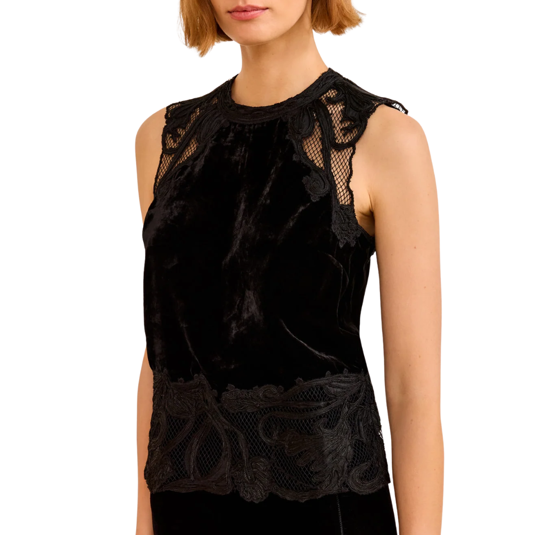 Kassandra Embroidered Top in Noir