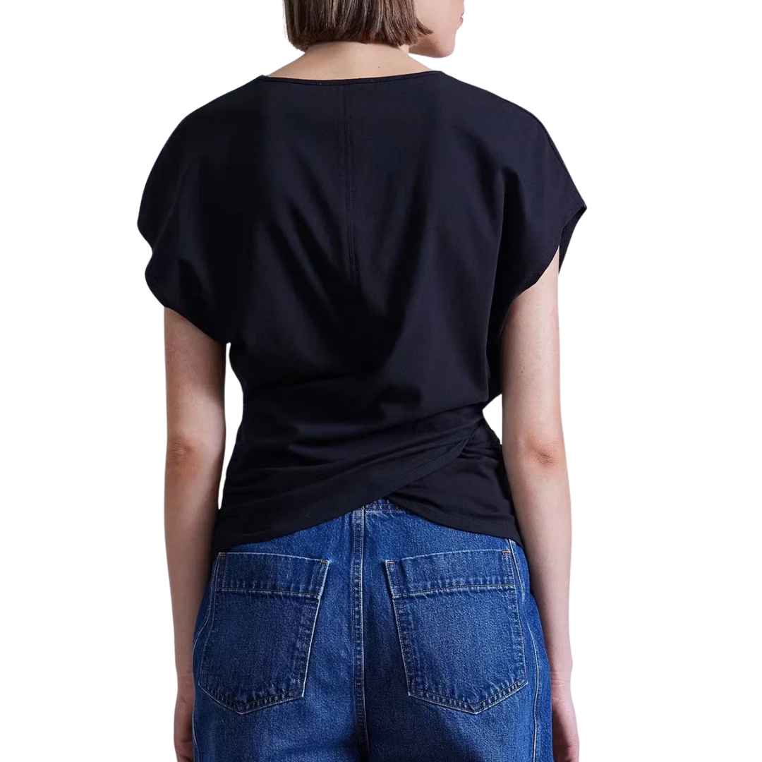 Twist Drape Tee in Black