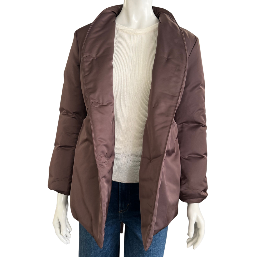 Down Jacket With Belt in Brown