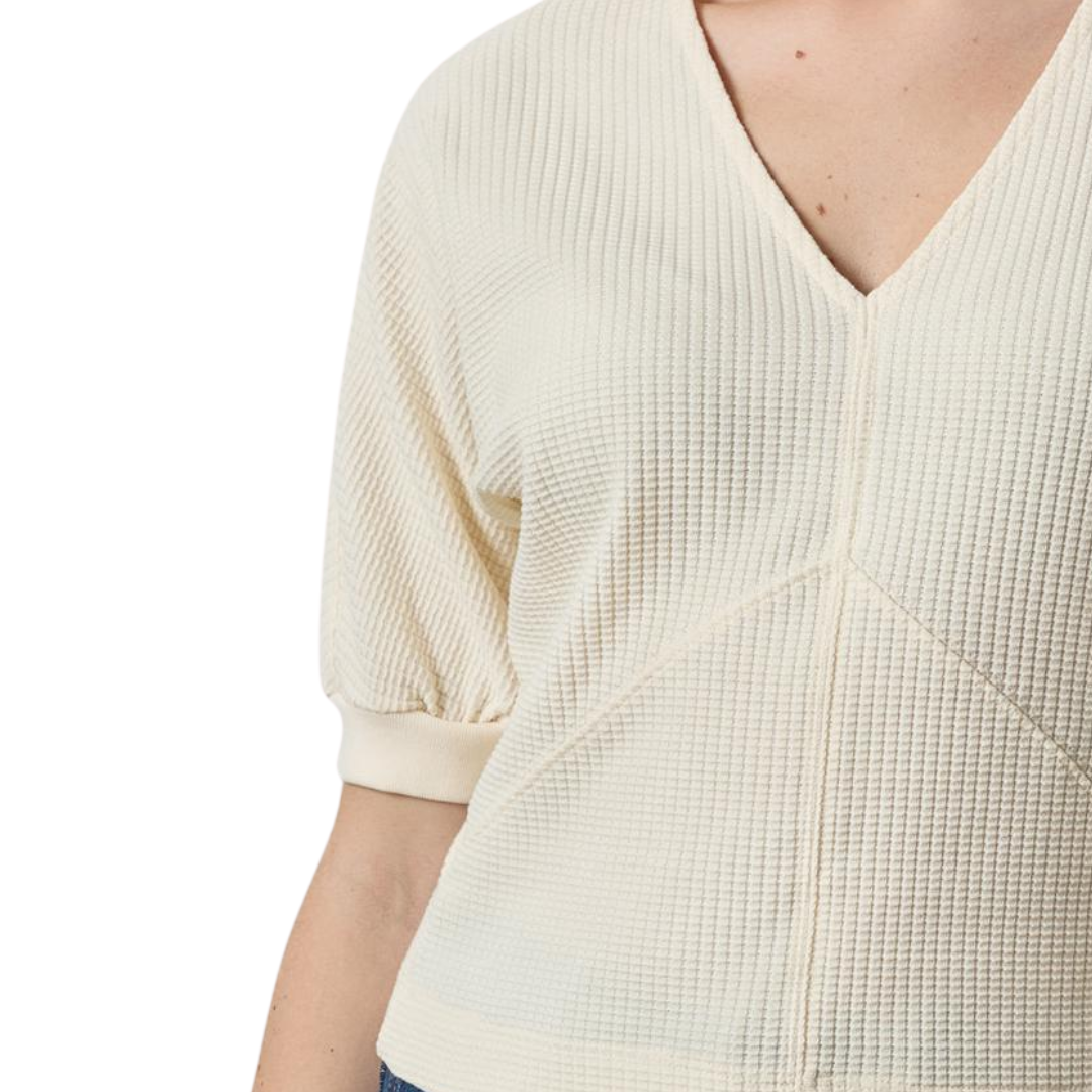 Seamed V-Neck Top in Rope