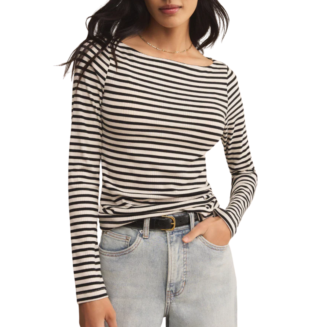 Pristine Striped Tee in Black