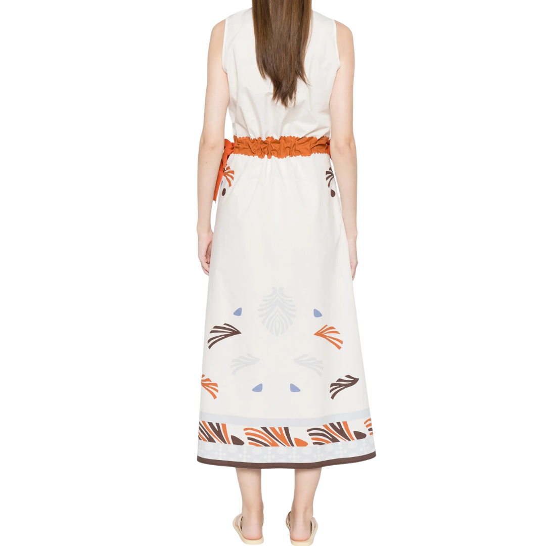 Woven Pattern Hem Midi Dress in Multi