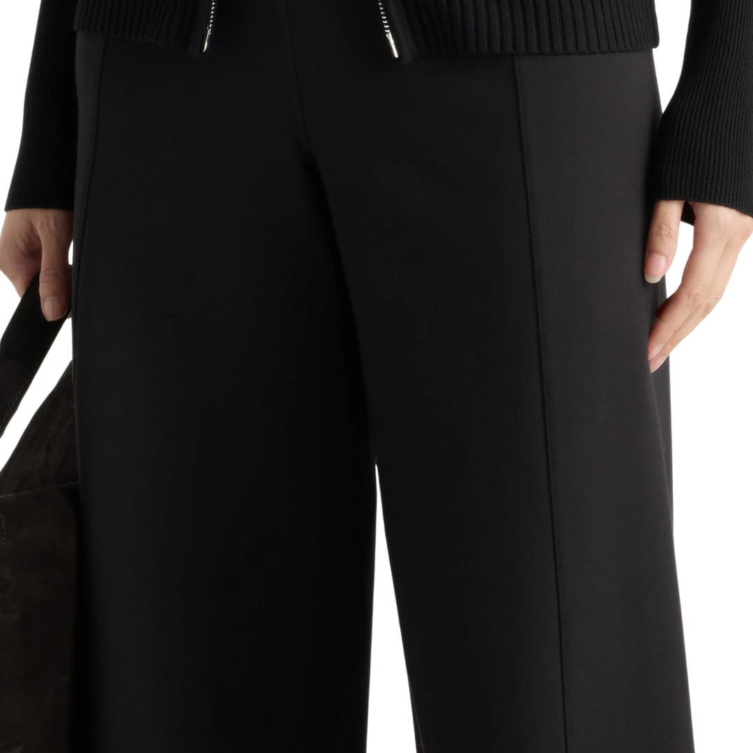 Anh Wide-Leg Ponte Stretch Pant in Black