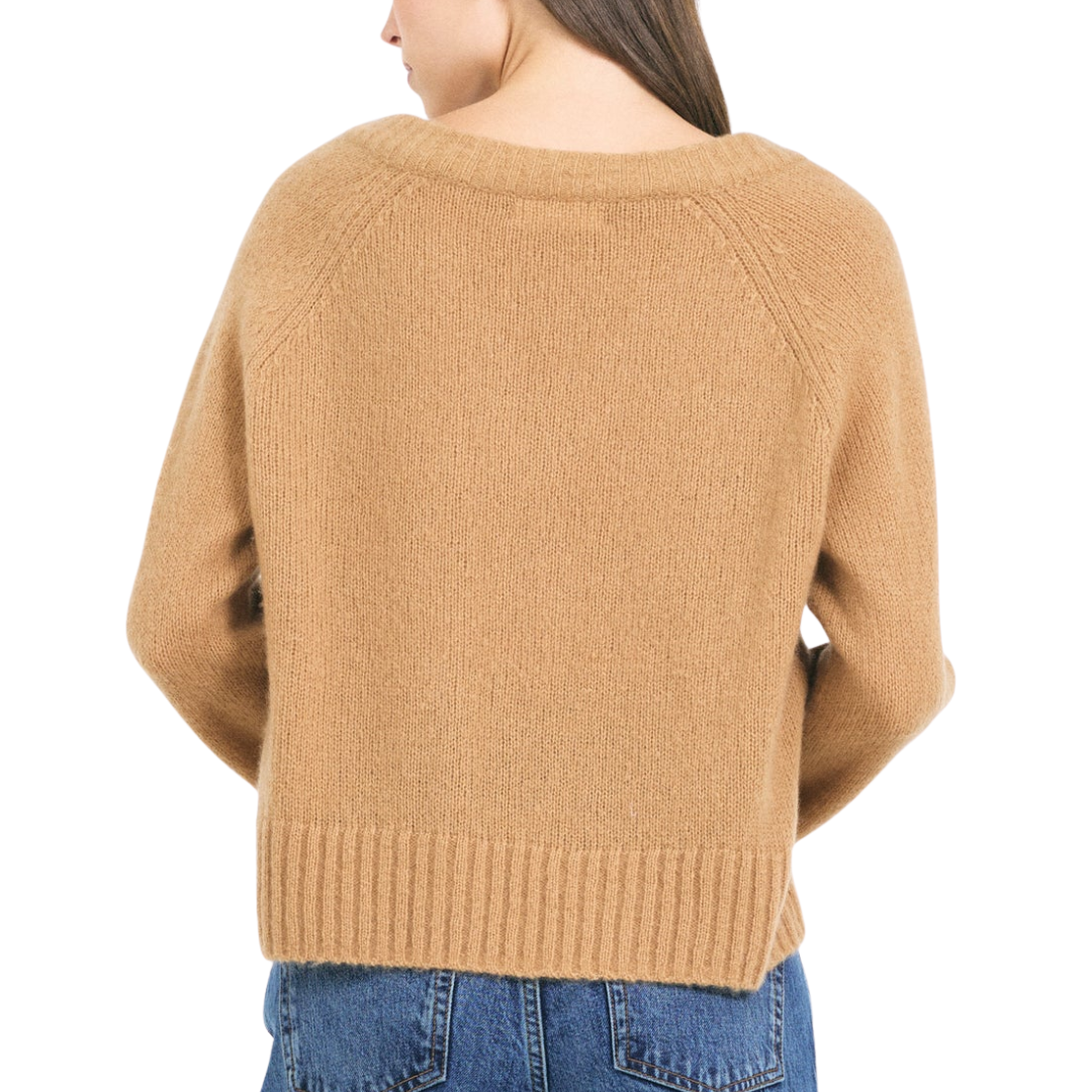 Mabel Cable V Neck Pullover in Chestnut
