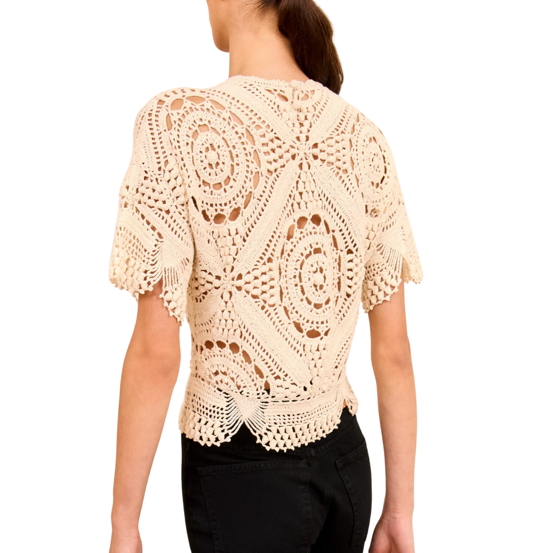 Maddalena Hand Crochet Top in Cowrie