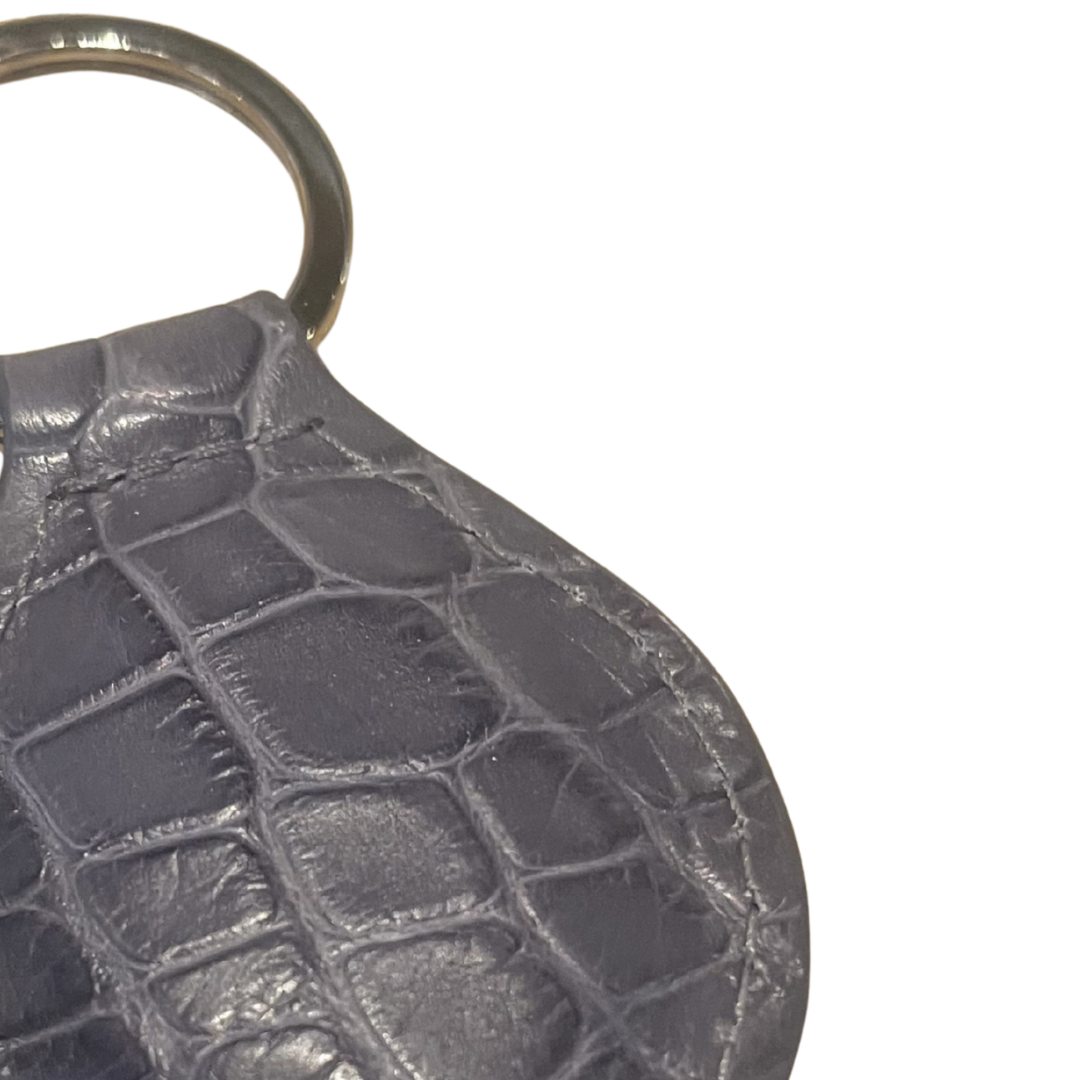 Matte Alligator Tear Drop Key Fob in Blue Jean