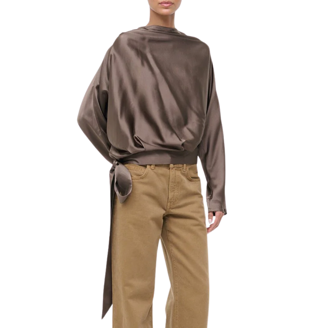 Phoebe Silk Top in Truffle