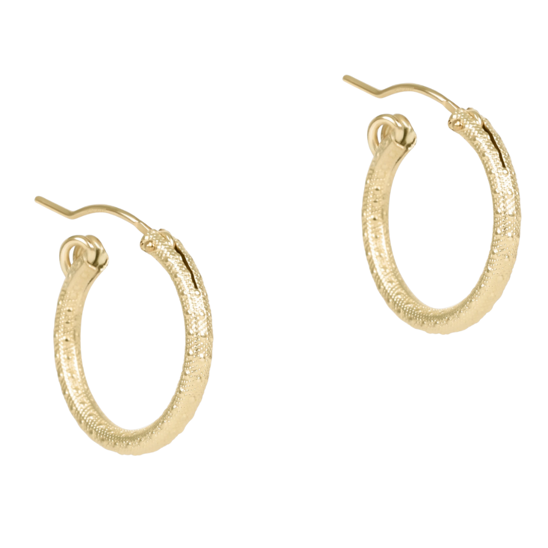 Round Gold 0.5" Hoop - Textured