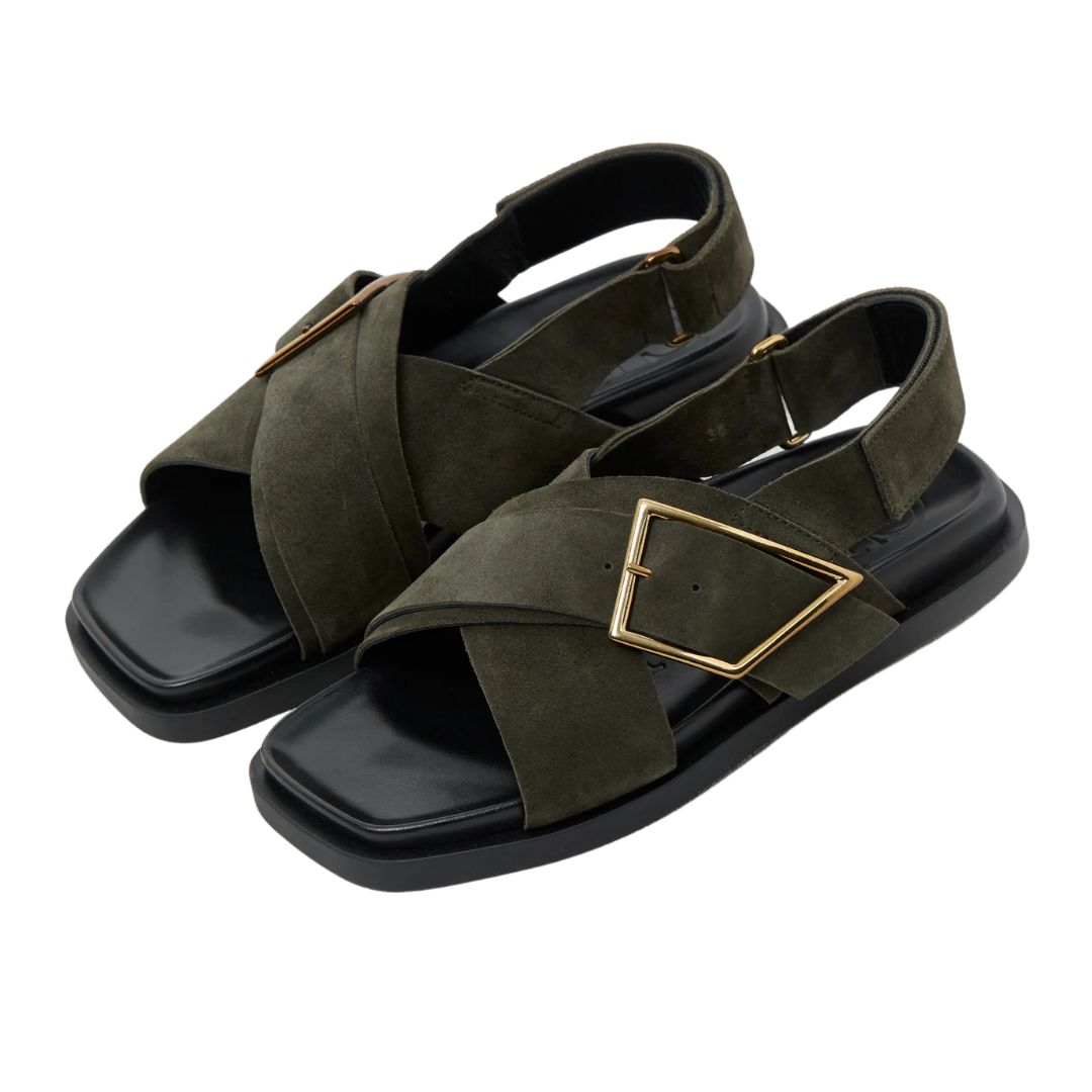 Suede Sandals in Chino Green
